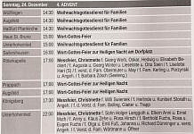 Gottesdienste an den Weihnachts-Feiertagen