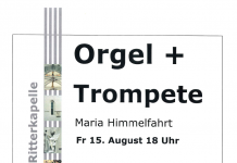 Orgel + Trompete Konzert an Maria Himmelfahrt am Freitag 15. August um 18:00 Uhr