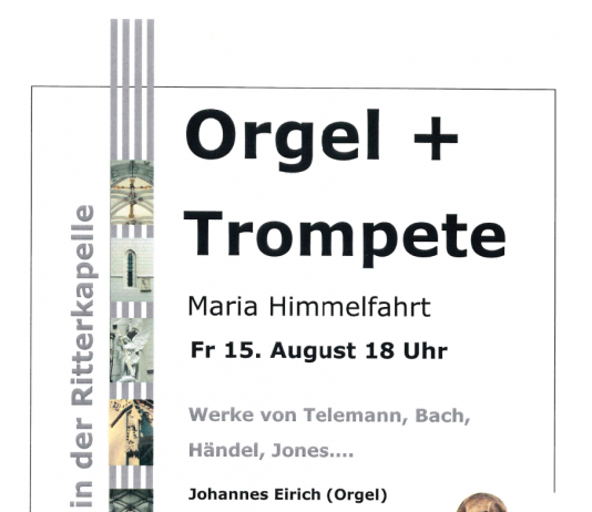Orgel + Trompete Konzert an Maria Himmelfahrt am Freitag 15. August um 18:00 Uhr
