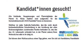 Kandidat*Innen gesucht für den neuen Pfarrgemeinderat 2026!