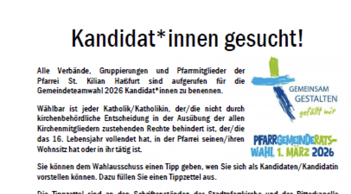 Kandidat*Innen gesucht für den neuen Pfarrgemeinderat 2026!