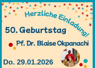 Herzliche Einladung zum Geburtstag von Pfr. Dr. Blaise Okpanachi am 29.01.2026!