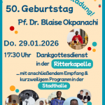 Herzliche Einladung zum Geburtstag von Pfr. Dr. Blaise Okpanachi!