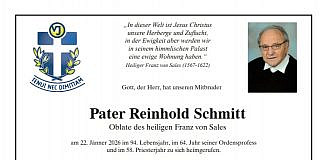 Trauergottesdienst für Pater Reinhold Schmitt in Hassfurt am 19.02.26 um 18:30 Uhr in der Pfarrkirche